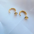 Punk Gold and Black Horn Shaped Stud Screw Back Goth Ram