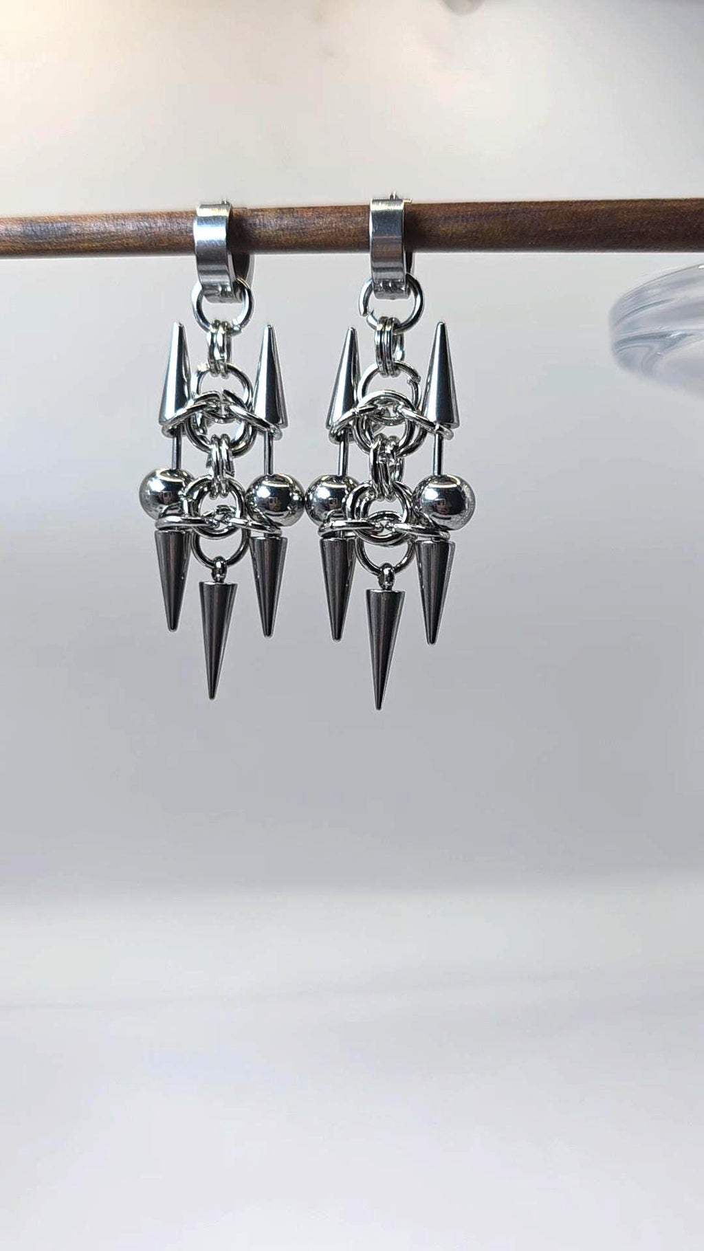 Gothic Pair  Spike Rivet Huggie Hoop Punk Hippie  Earring Stainless Steel