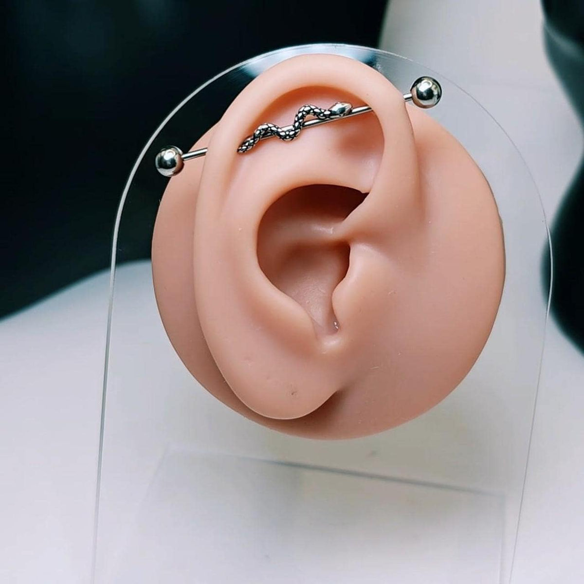 Gothic Snake Industrial Barbell Piercing, Stainless Steel Helix Earring, Punk Body Jewelry