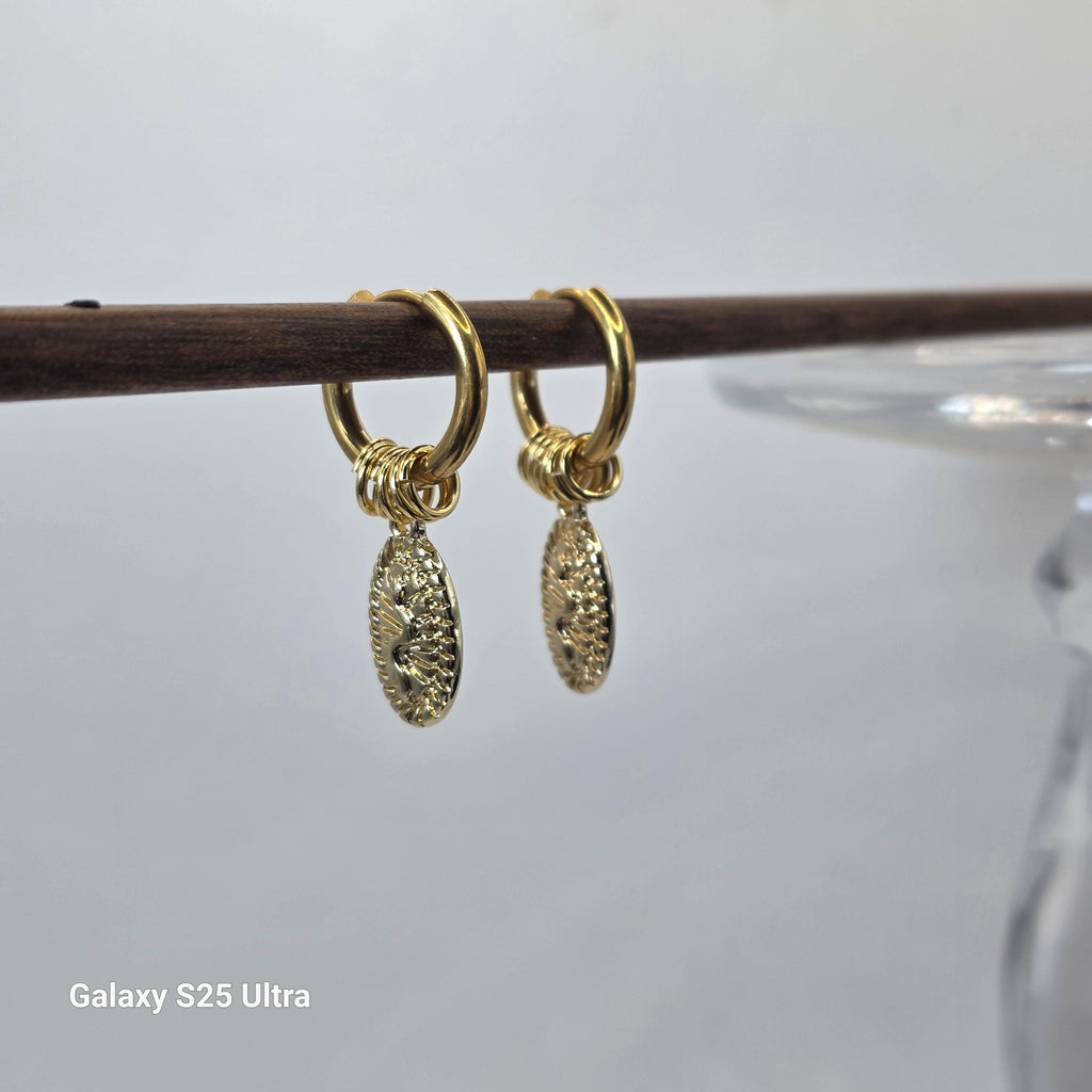 Gold Snake Charm Huggie Hoop Earrings | Stainless Steel Serpent Jewellery