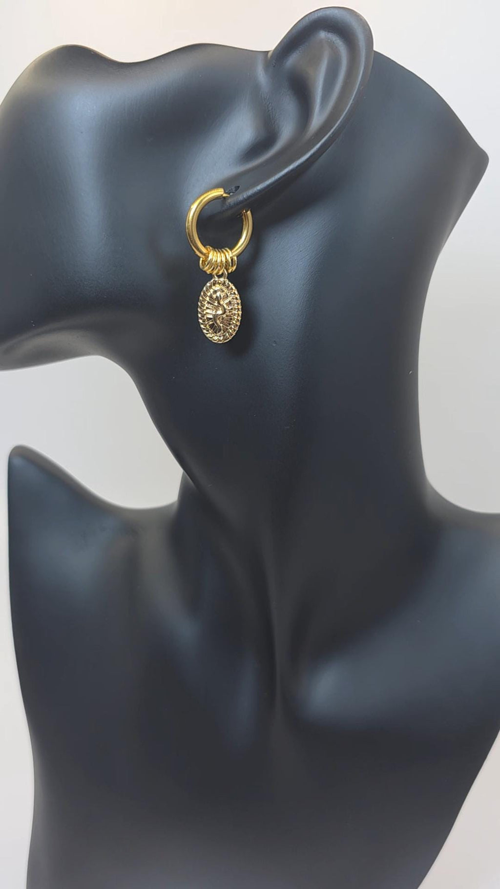 Gold Snake Charm Huggie Hoop Earrings | Stainless Steel Serpent Jewellery