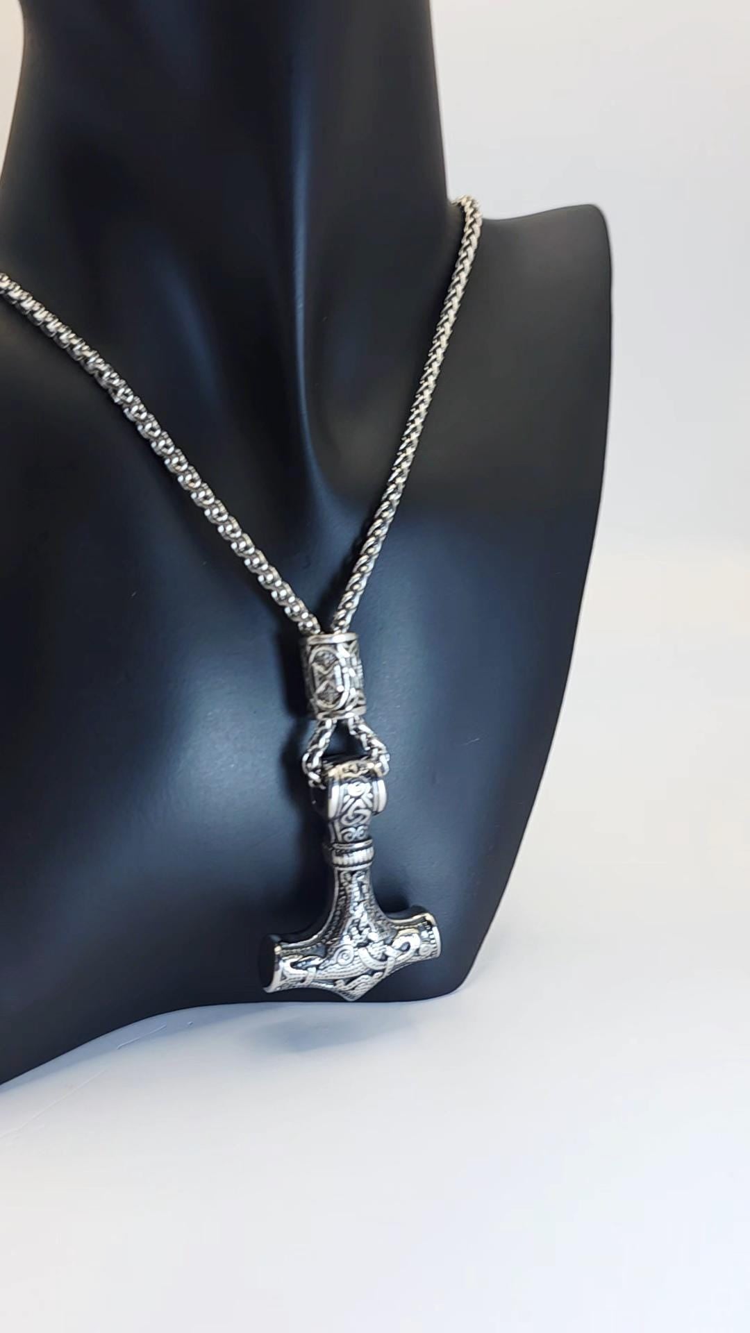 Stainless Steel Leaf Cross Compass Thors Hammer Star Pendant Necklace Jewelry for Men