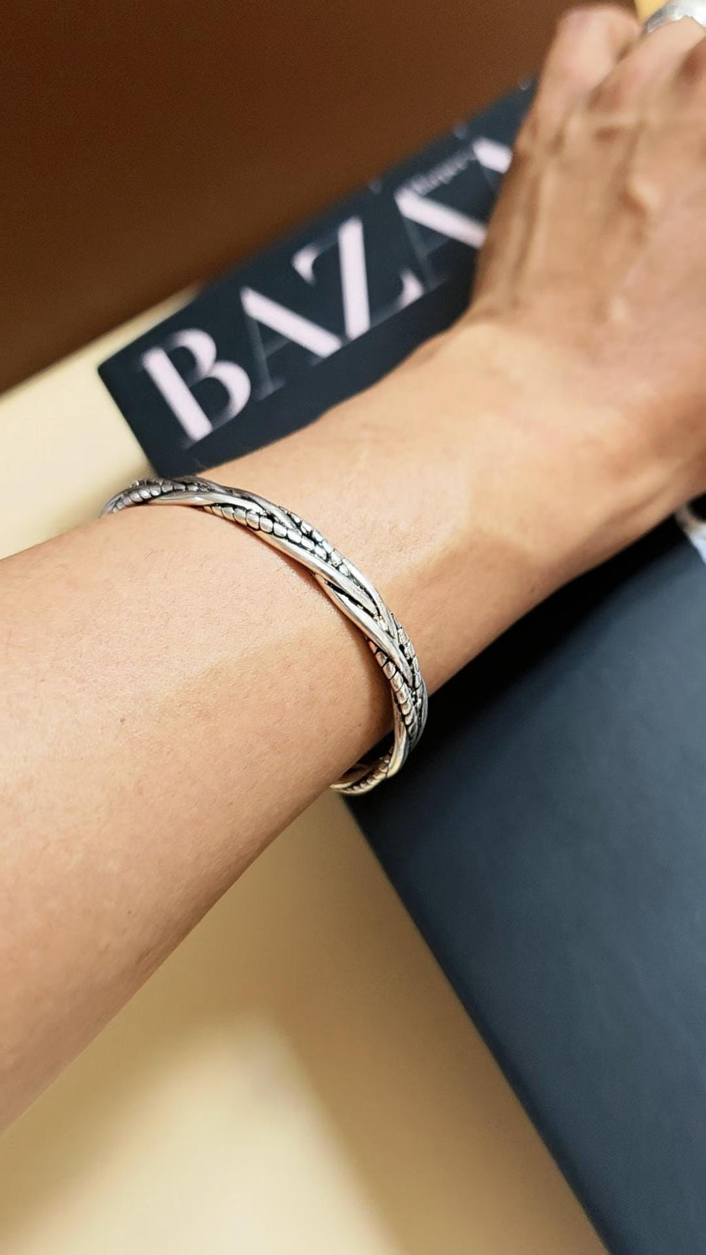 Rope Braided Cuff Bracelet Stainless Steel Modern Minimalist Wrist Jewelry Unisex