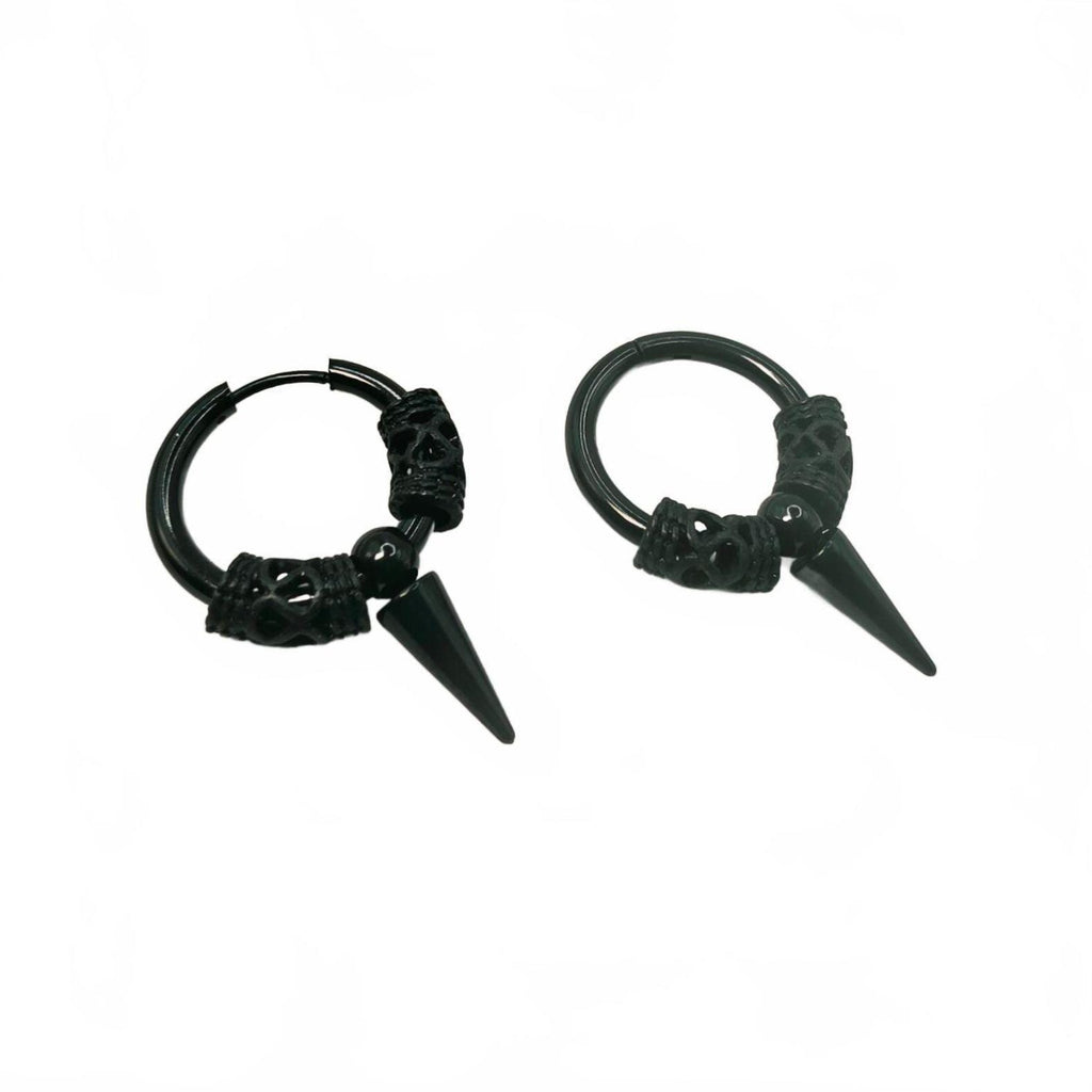 Stainless Steel Dragon Scale Hoop Earrings Gothic Spike  Huggie Hoops Punk