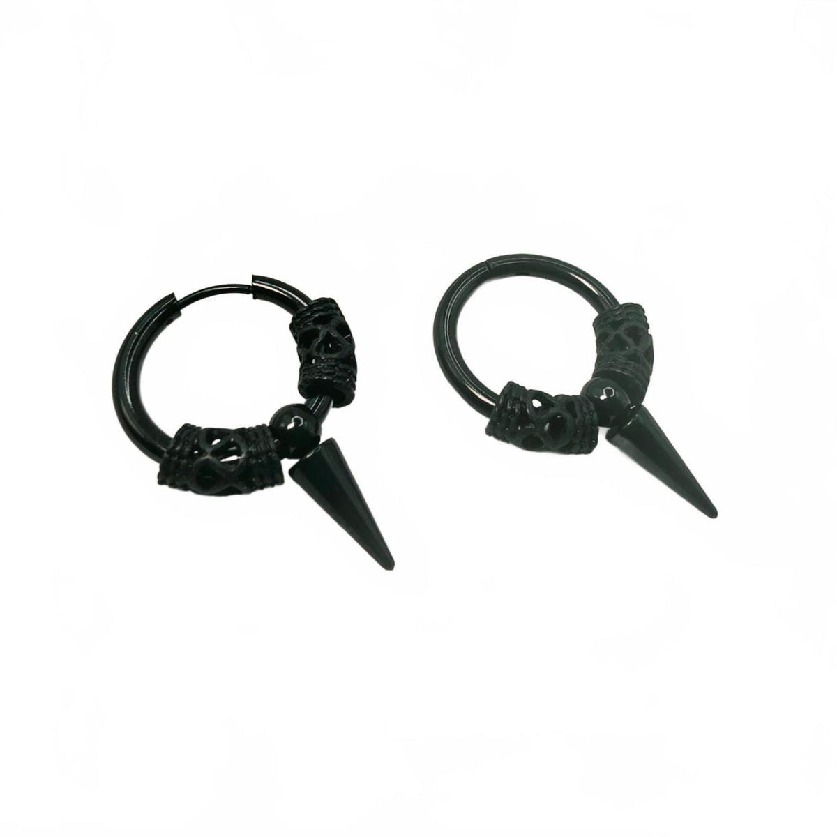 Stainless Steel Dragon Scale Hoop Earrings Gothic Spike  Huggie Hoops Punk