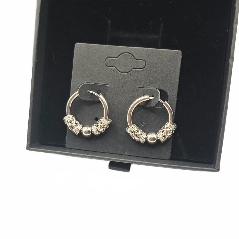 Silver Tone Dragon Scale Gothic Hoop Earrings – Filigree Bead Design