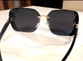 Rhinestone Rimless Square Sunglasses | Oversized Black Gradient Shades