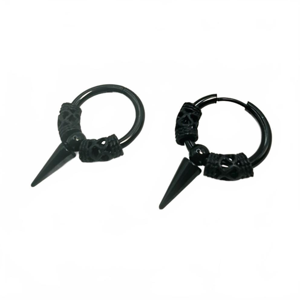 Stainless Steel Dragon Scale Hoop Earrings Gothic Spike  Huggie Hoops Punk
