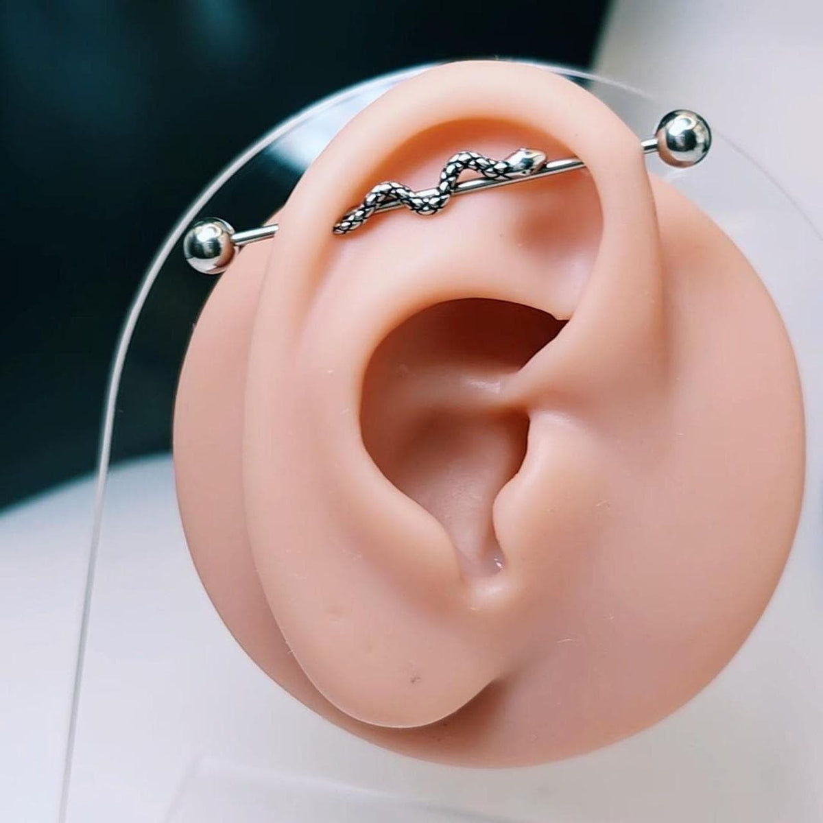 Gothic Snake Industrial Barbell Piercing, Stainless Steel Helix Earring, Punk Body Jewelry
