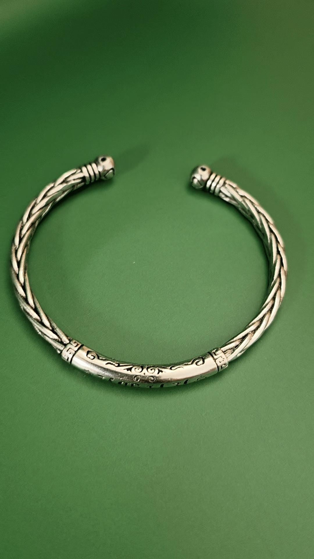 Tribal Viking Braided Titanium Steel Cuff Bracelet Modern Minimalist Wrist Jewelry for Men