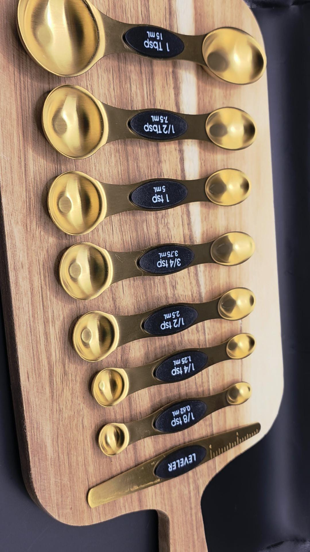Gold Stainless Steel Stackable Measuring Spoons Sets  with leveler