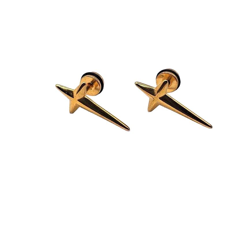 Gold Star & Spike Screw Back Stud Earrings – Punk Gothic Unisex