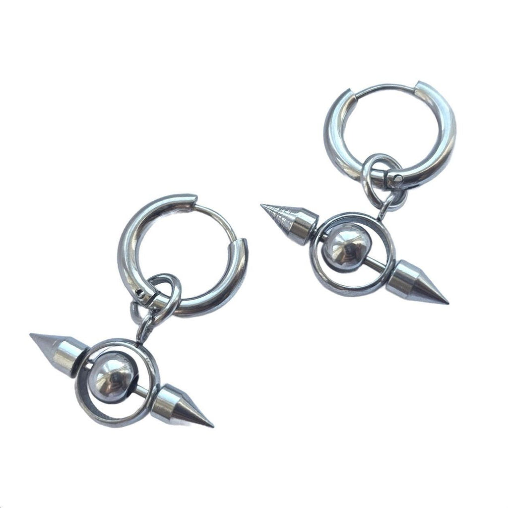 Unisex Pair  Gothic Punk Spike Hoop Earring