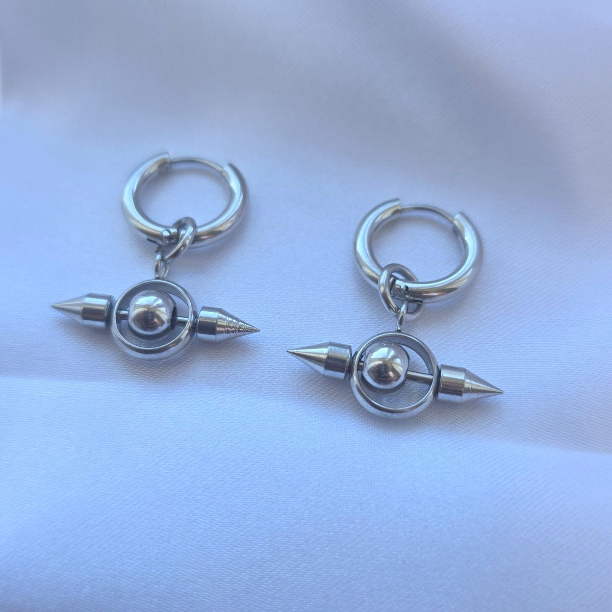 Unisex Pair  Gothic Punk Spike Hoop Earring