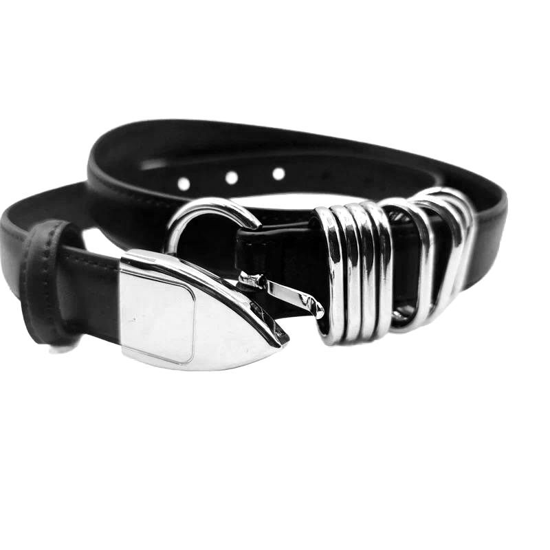 Women’s Split Leather Black Statement Belt – 103cm