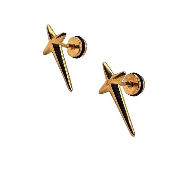 Gold Star & Spike Screw Back Stud Earrings – Punk Gothic Unisex