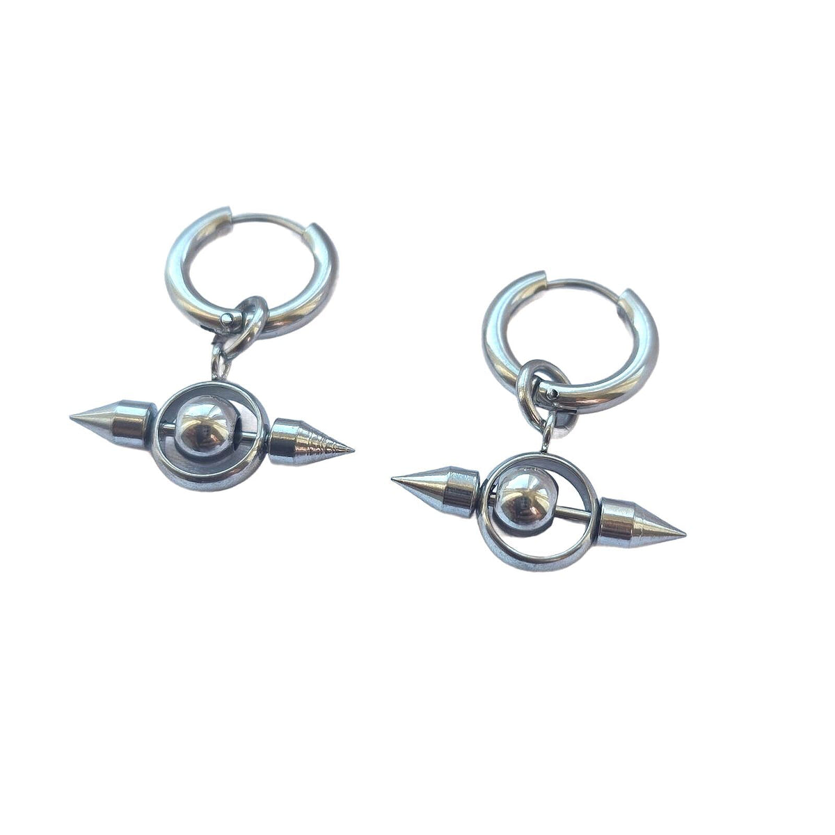 Unisex Pair  Gothic Punk Spike Hoop Earring