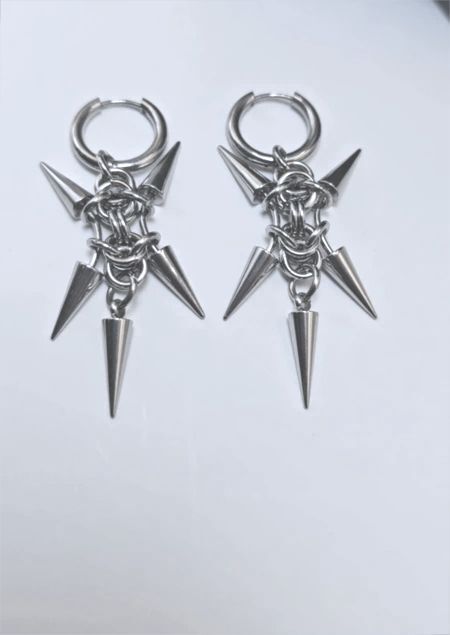 Five Spike Rivet Earring Stainless Steel Gothic Aesthetic Earring For Unisex
