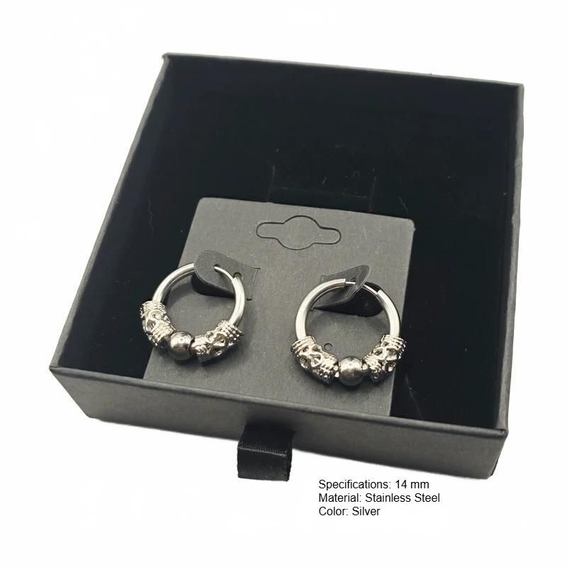 Silver Tone Dragon Scale Gothic Hoop Earrings – Filigree Bead Design