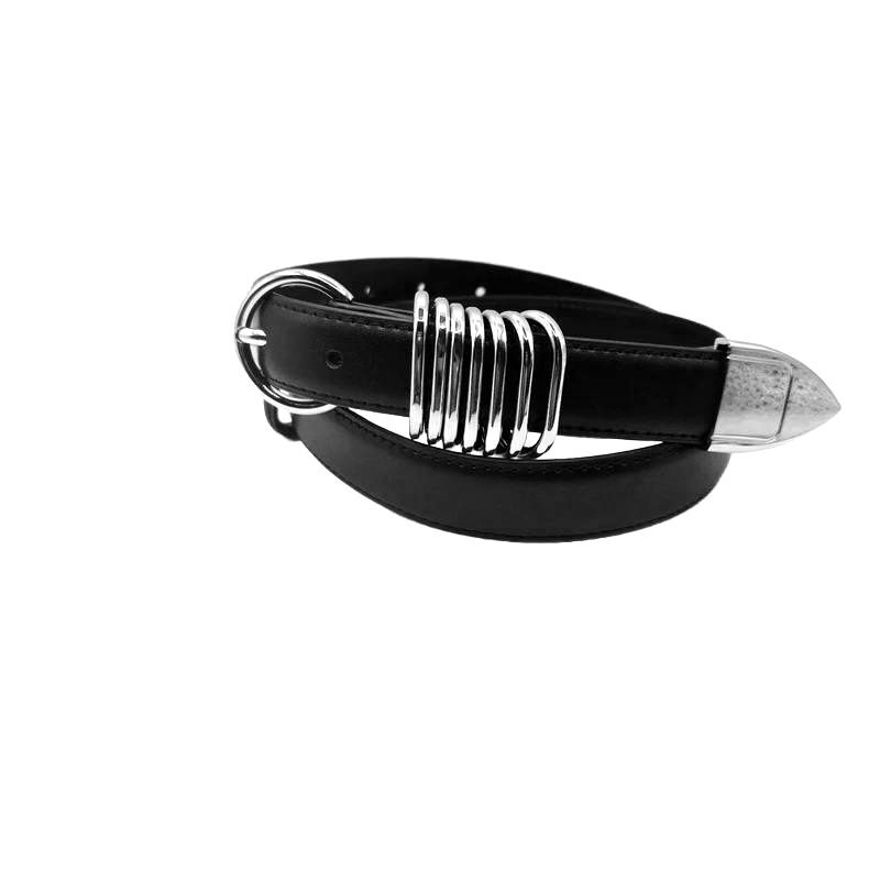 Women’s Split Leather Black Statement Belt – 103cm