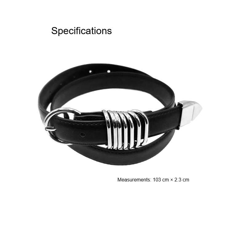 Women’s Split Leather Black Statement Belt – 103cm