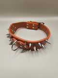 Black and Brown  Spiked Dog Collar – Wide PU Leather Adjustable Studded Collar