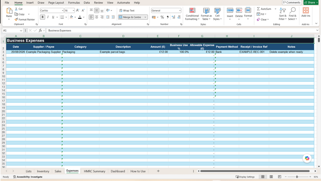 UK Reseller Inventory and Sales Digital Tracker Vinted eBay & Etsy Excel Spreadsheet  HMRC Friendly Bookkeeping