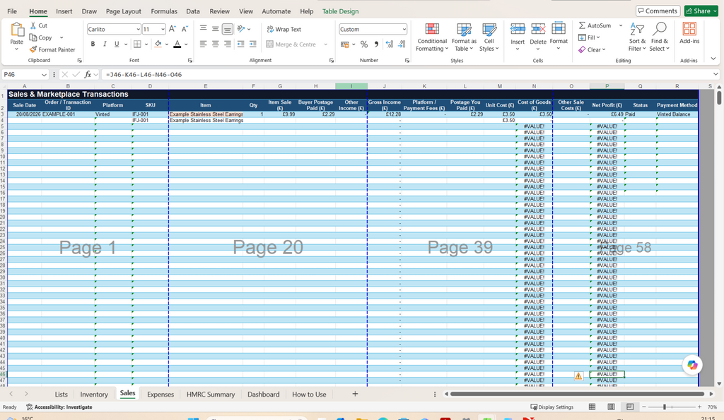 UK Reseller Inventory and Sales Digital Tracker Vinted eBay & Etsy Excel Spreadsheet  HMRC Friendly Bookkeeping